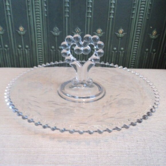 vintage glass candlewick serving platter - Picture 1 of 4